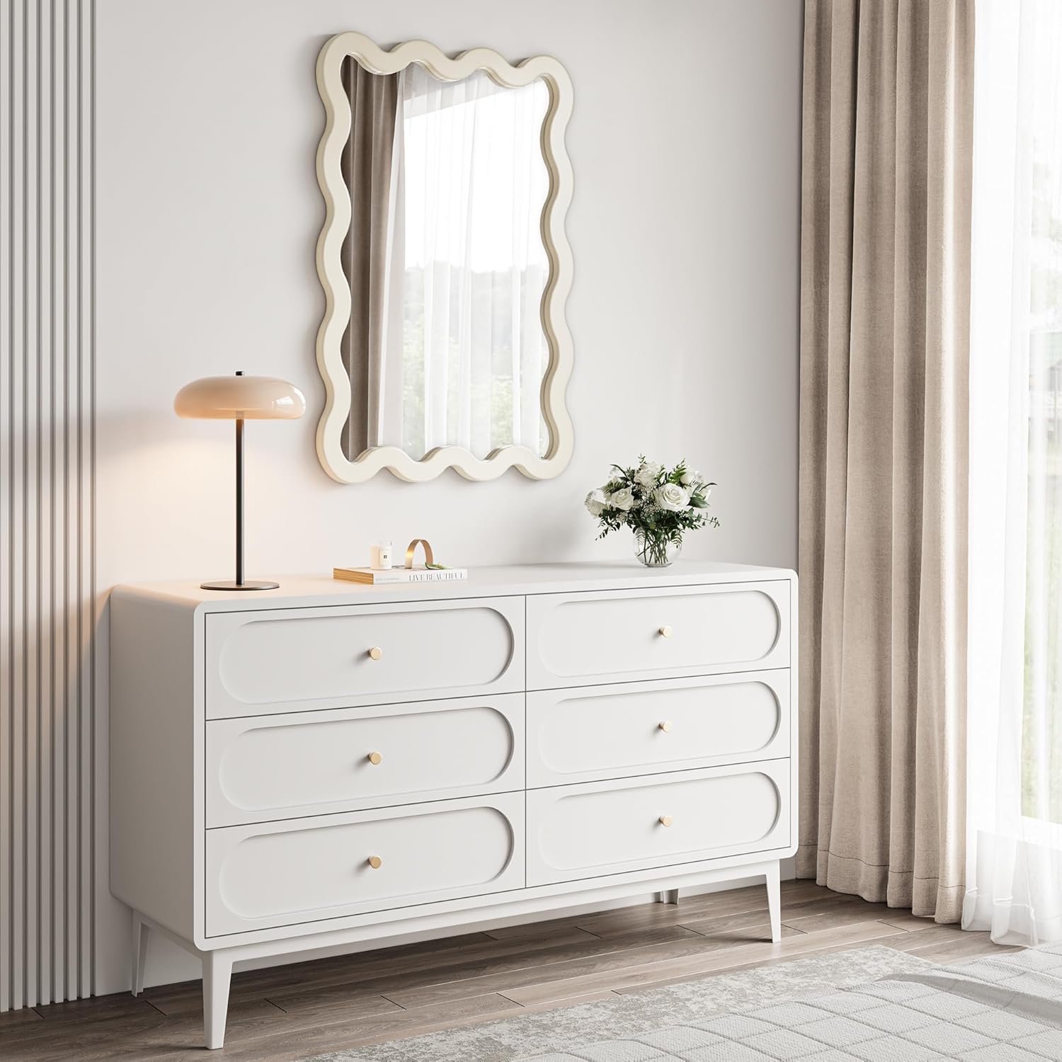 Pocetry White Wavy Wall Mirror (22″ x 30″) Review